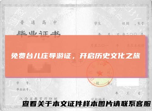 免费台儿庄导游证，开启历史文化之旅