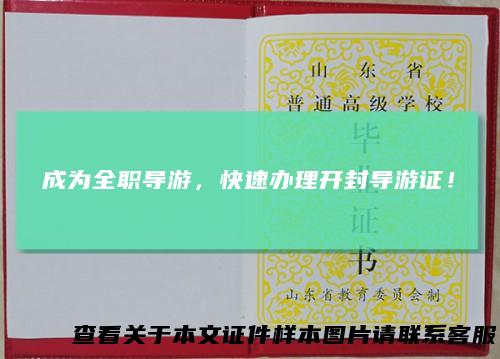 成为全职导游，快速办理开封导游证！