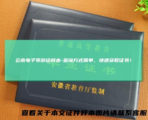 云南电子导游证样本-查询方式简单，快速获取证书！