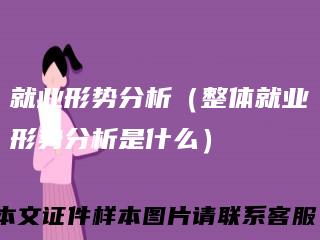 就业形势分析（整体就业形势分析是什么）