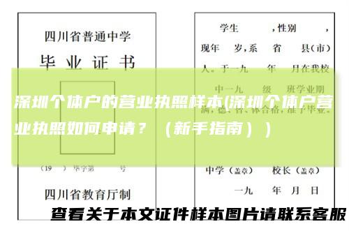 深圳个体户的营业执照样本(深圳个体户营业执照如何申请？（新手指南））