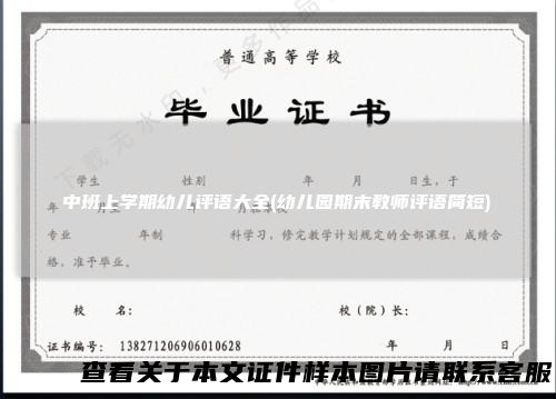 中班上学期幼儿评语大全(幼儿园期末教师评语简短)