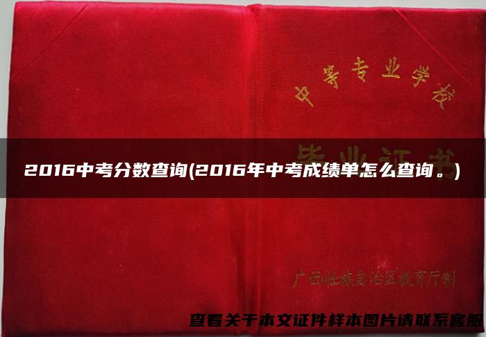 2016中考分数查询(2016年中考成绩单怎么查询。)