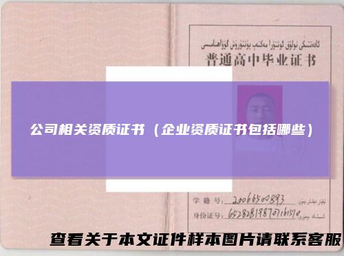 公司相关资质证书（企业资质证书包括哪些）