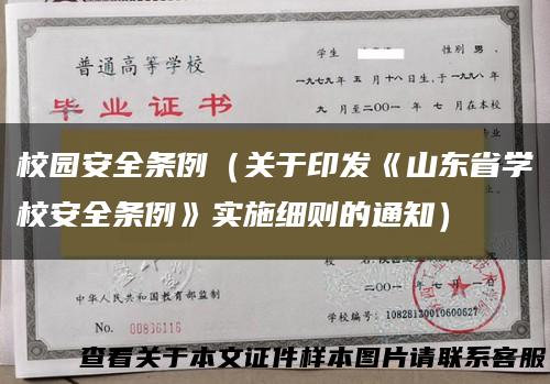 校园安全条例（关于印发《山东省学校安全条例》实施细则的通知）