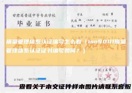 质量管理体系认证编号怎么看（iso9001质量管理体系认证证书编号如何？）