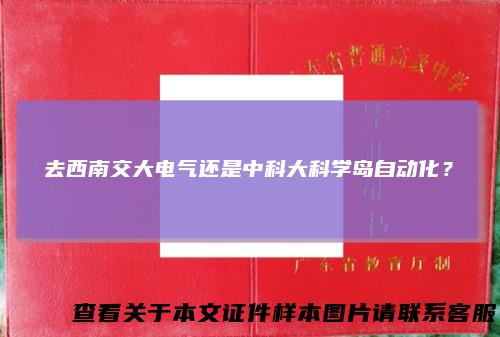 去西南交大电气还是中科大科学岛自动化？