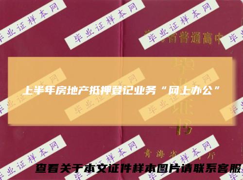 上半年房地产抵押登记业务“网上办公”