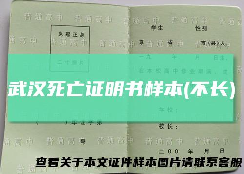 武汉死亡证明书样本(不长)