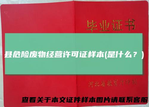 县危险废物经营许可证样本(是什么?)