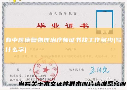 有中医康复物理治疗师证书找工作多少(写什么字)