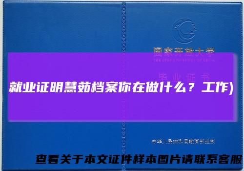 就业证明慧茹档案你在做什么？工作)