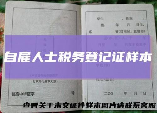 自雇人士税务登记证样本