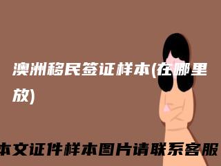 澳洲移民签证样本(在哪里放)