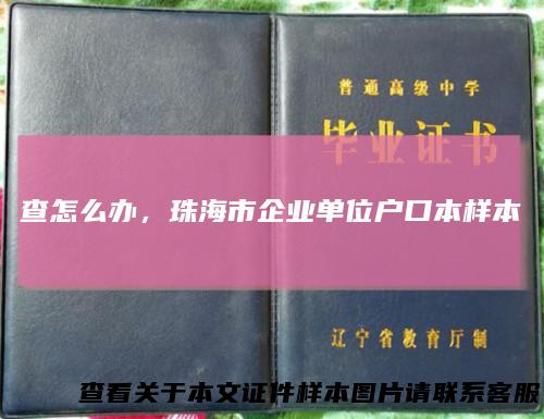 查怎么办，珠海市企业单位户口本样本