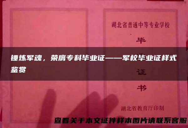 锤炼军魂，荣膺专科毕业证——军校毕业证样式鉴赏