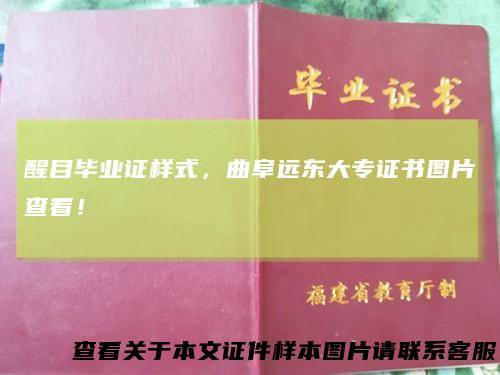 醒目毕业证样式，曲阜远东大专证书图片查看！