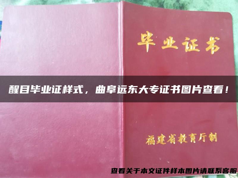 醒目毕业证样式，曲阜远东大专证书图片查看！