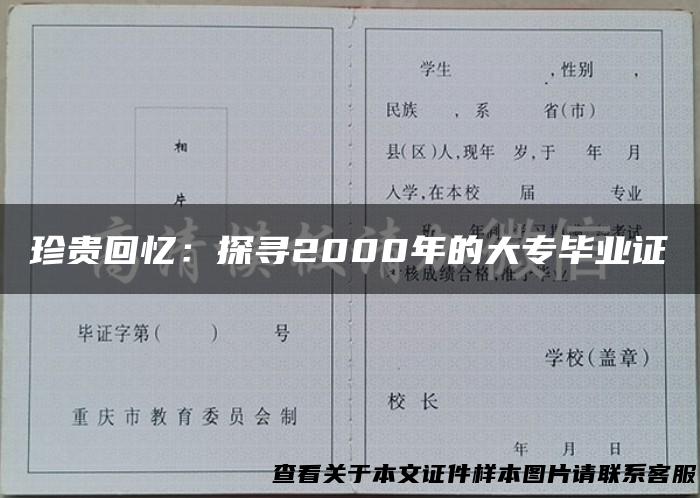 珍贵回忆：探寻2000年的大专毕业证