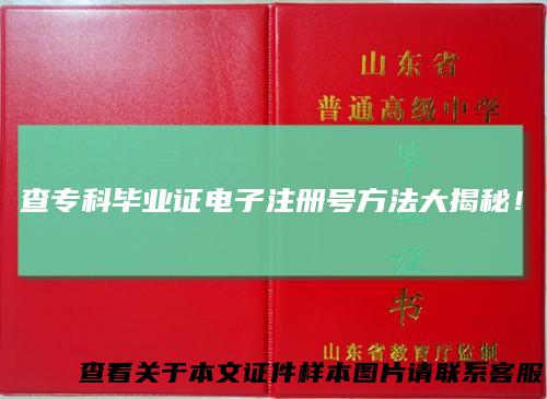 查专科毕业证电子注册号方法大揭秘！