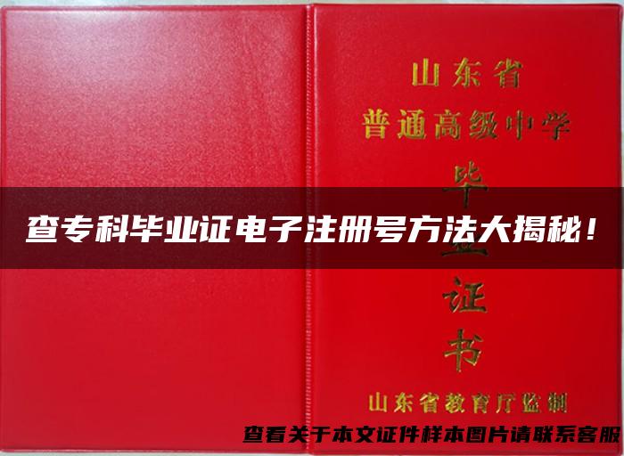 查专科毕业证电子注册号方法大揭秘！