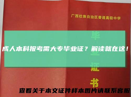 成人本科报考需大专毕业证？解读就在这！