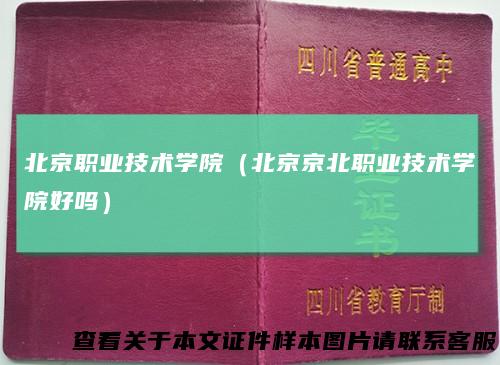 北京职业技术学院（北京京北职业技术学院好吗）