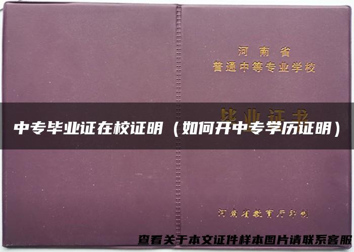 中专毕业证在校证明（如何开中专学历证明）