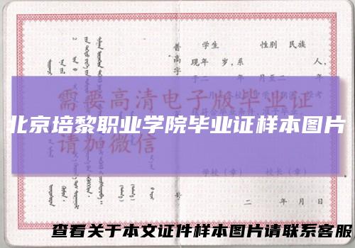 北京培黎职业学院毕业证样本图片