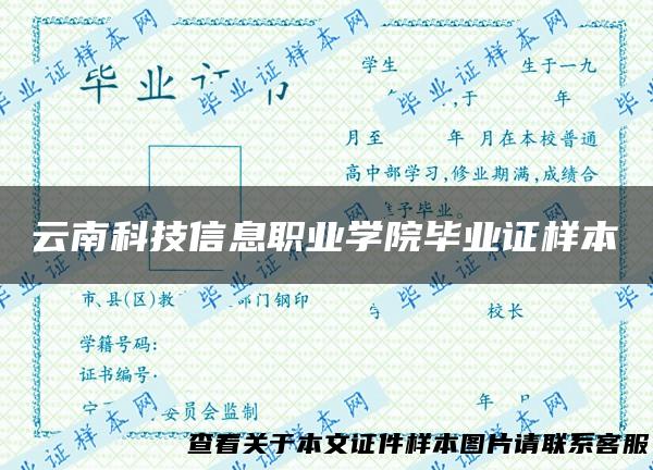 云南科技信息职业学院毕业证样本