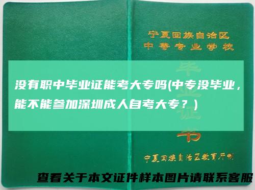 没有职中毕业证能考大专吗(中专没毕业，能不能参加深圳成人自考大专？)