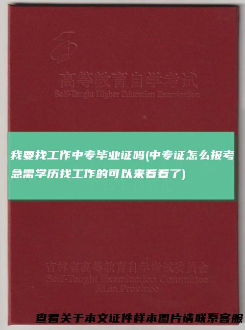 我要找工作中专毕业证吗(中专证怎么报考急需学历找工作的可以来看看了)