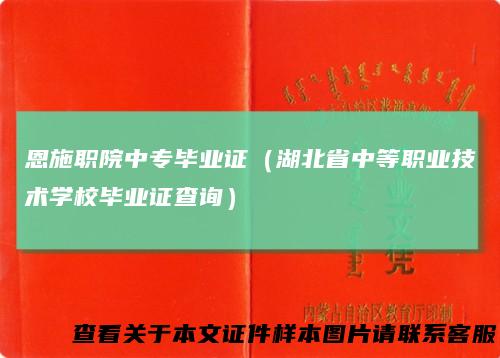 恩施职院中专毕业证（湖北省中等职业技术学校毕业证查询）