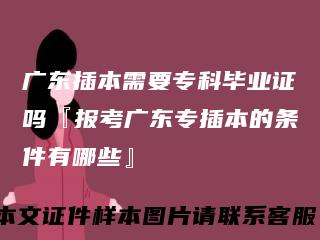 广东插本需要专科毕业证吗『报考广东专插本的条件有哪些』