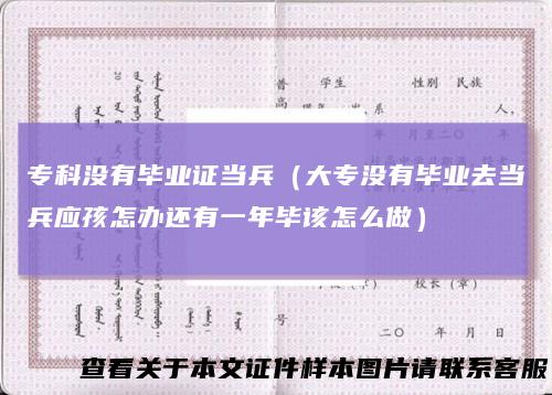 专科没有毕业证当兵（大专没有毕业去当兵应孩怎办还有一年毕该怎么做）