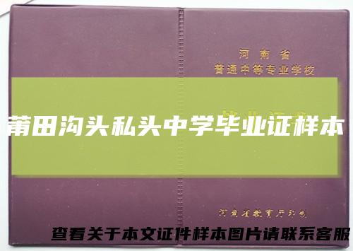 莆田沟头私头中学毕业证样本