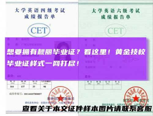 想要拥有靓丽毕业证？看这里！黄金技校毕业证样式一网打尽！