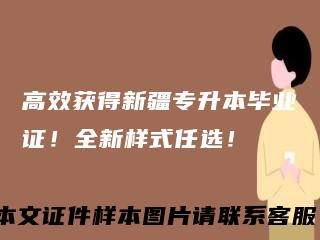 高效获得新疆专升本毕业证！全新样式任选！