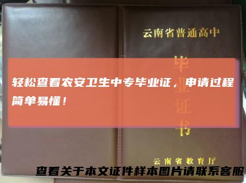 轻松查看农安卫生中专毕业证，申请过程简单易懂！