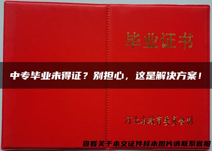 中专毕业未得证？别担心，这是解决方案！