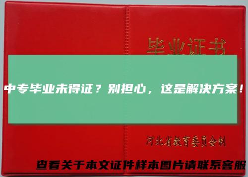 中专毕业未得证？别担心，这是解决方案！