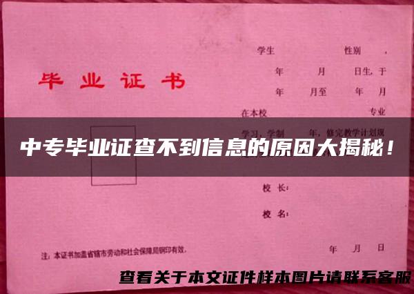 中专毕业证查不到信息的原因大揭秘！