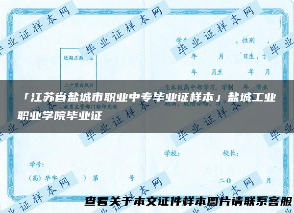 「江苏省盐城市职业中专毕业证样本」盐城工业职业学院毕业证