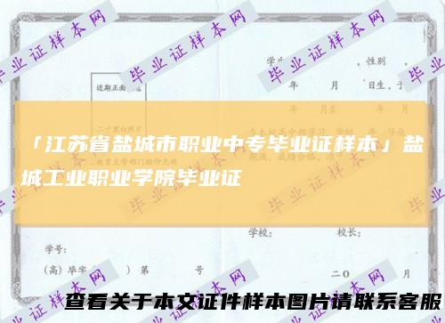 「江苏省盐城市职业中专毕业证样本」盐城工业职业学院毕业证