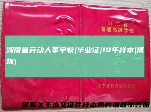 湖南省劳动人事学校|毕业证|19年样本(模板)