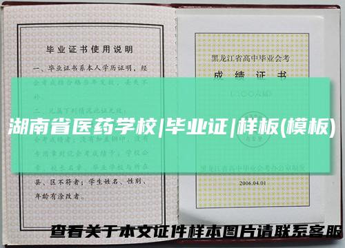 湖南省医药学校|毕业证|样板(模板)