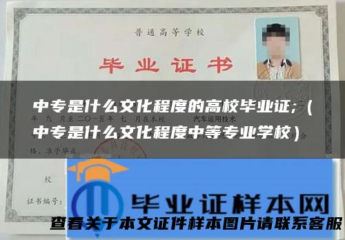 中专是什么文化程度的高校毕业证;（中专是什么文化程度中等专业学校）