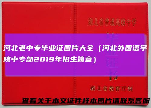 河北老中专毕业证图片大全（河北外国语学院中专部2019年招生简章）