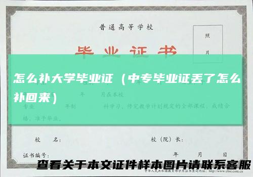 怎么补大学毕业证（中专毕业证丢了怎么补回来）