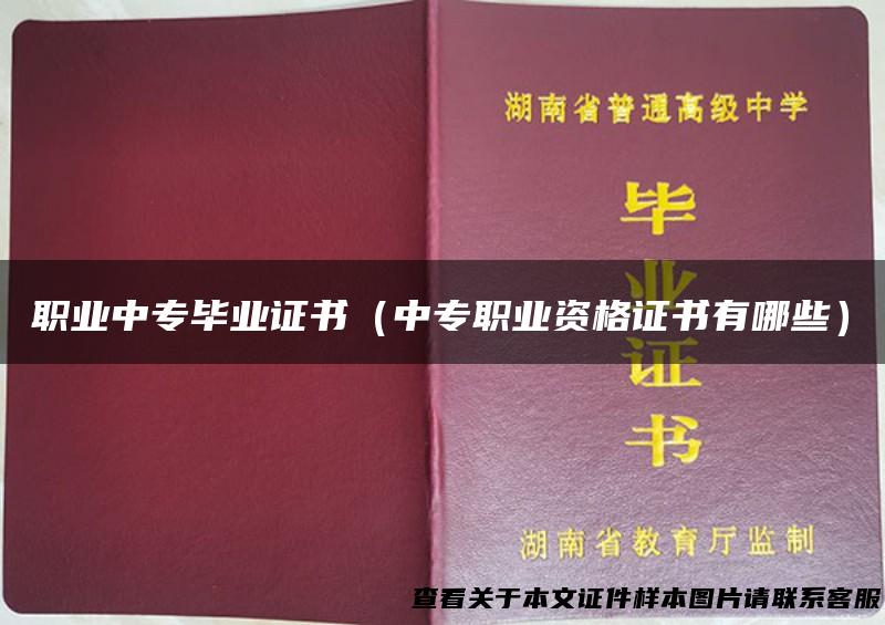 职业中专毕业证书（中专职业资格证书有哪些）